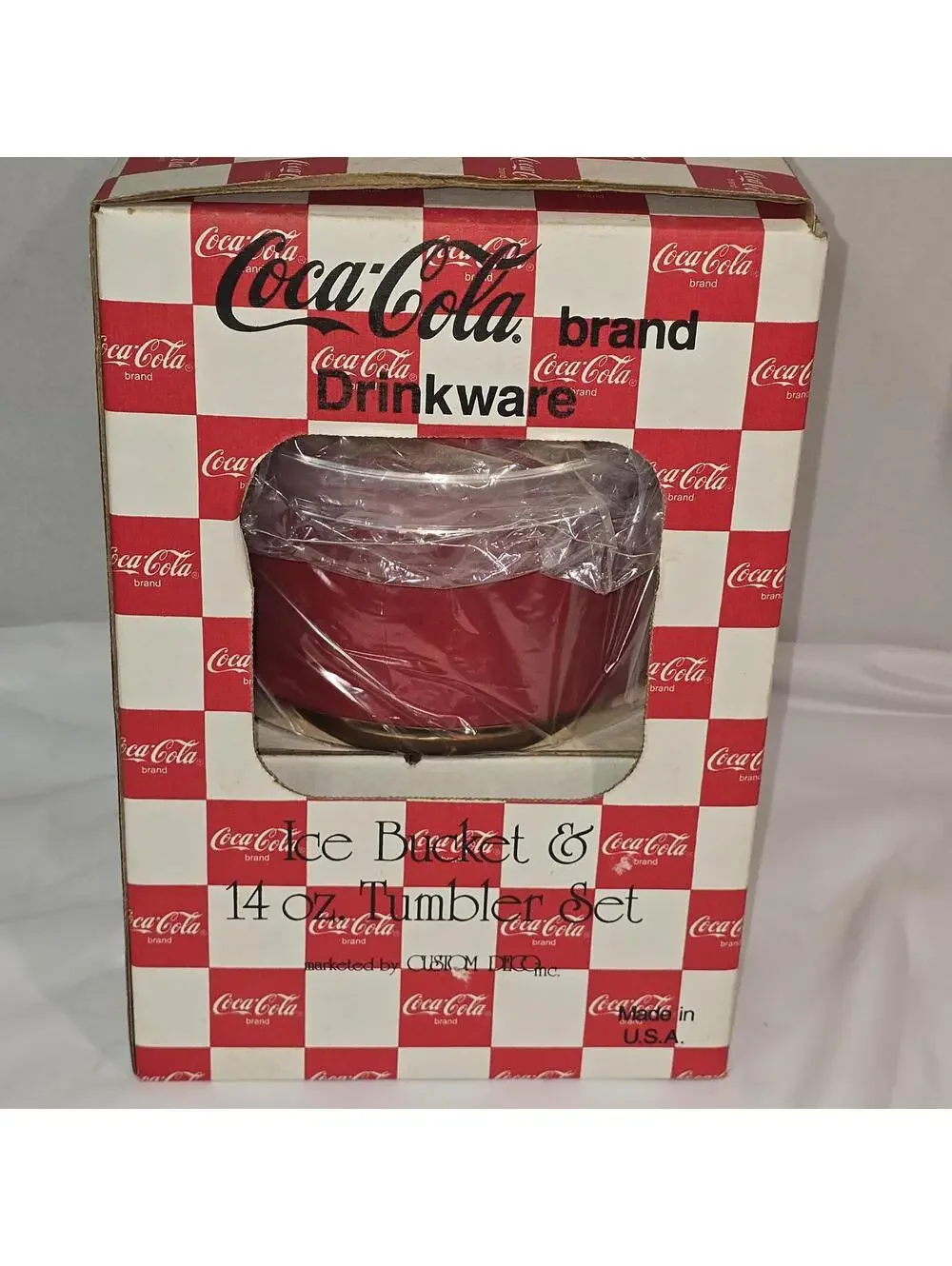 Vintage 1993 Coca Cola Christmas 5 Pc Entertainment Set Ice Bucket Glasses NIB